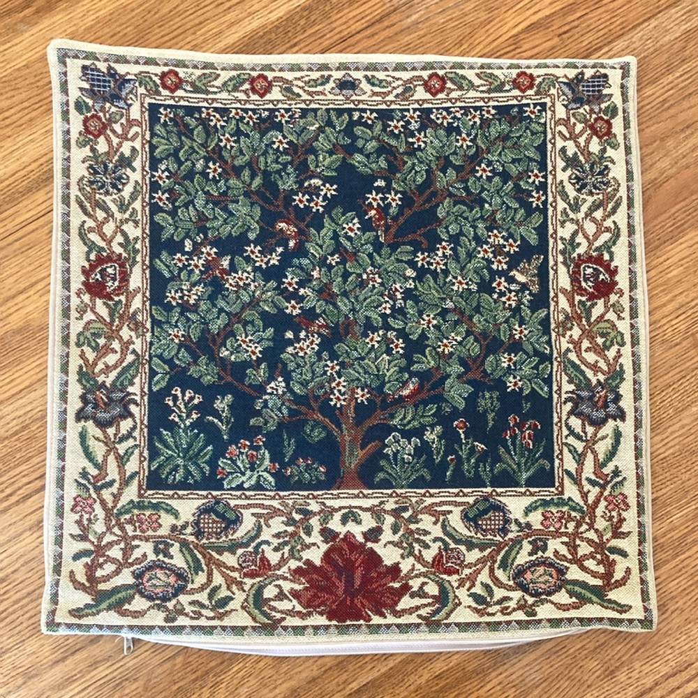 William Morris Tree of Life Woven Pillow Cushion Cover 16 x 16”